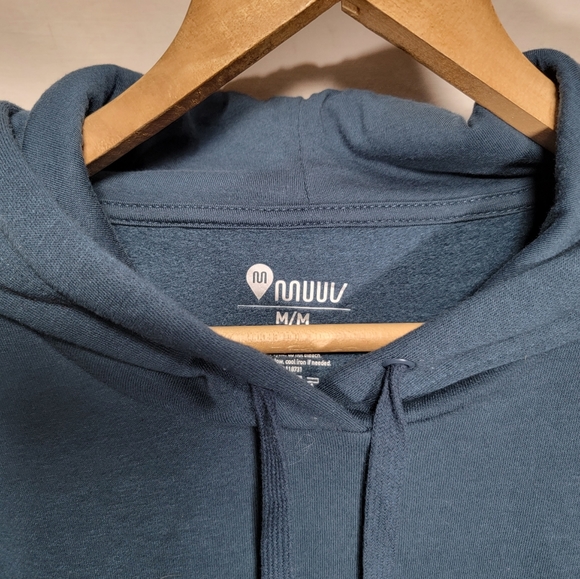 NWT MUUV medium tunic length oversized hoodie in a deep blue.  Unisex. - Picture 4 of 7